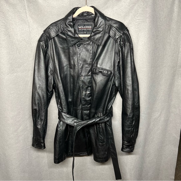 Wilsons Leather Jackets & Blazers - Vintage! Wilson's Black Belted Leather Jacket Size Large